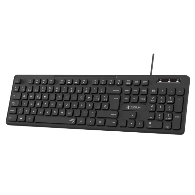 Subblim Business Slim avec câble USB Clavier à membrane silencieux