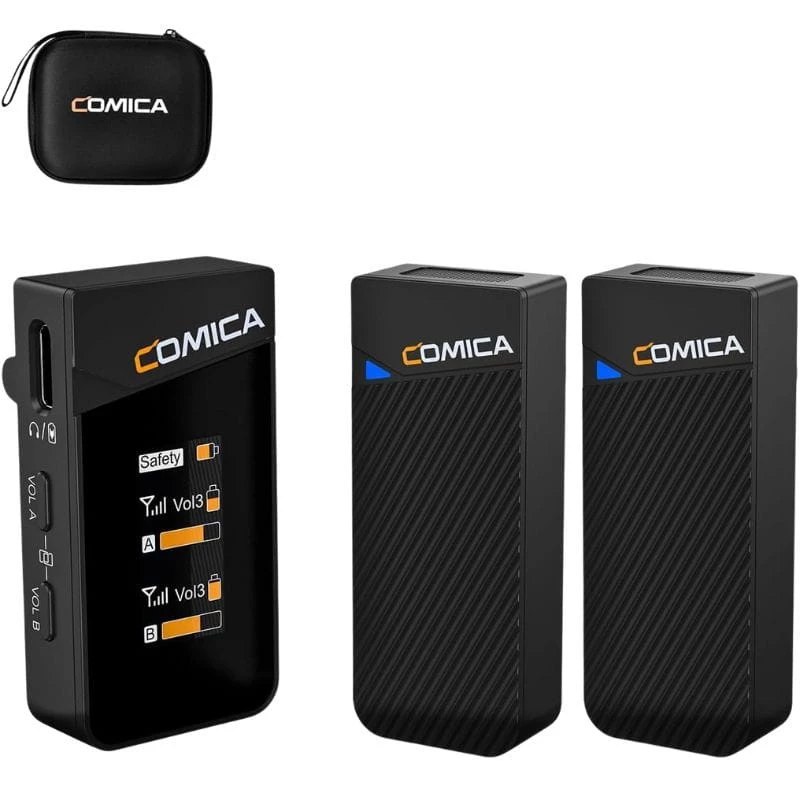 COMICA Vimo C2 Microphone Lavalier sans fil à 2 canaux avec contrôle et suppression du son
