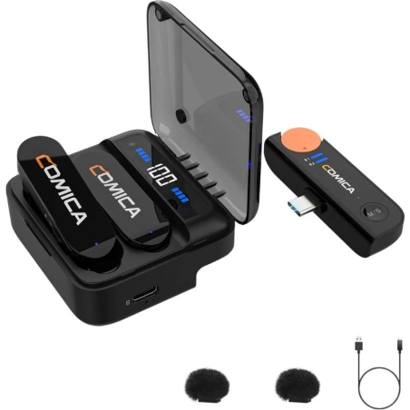 COMICA Vimo S-UC Microphone Lavalier sans fil avec suppression du bruit (USB-C) Noir