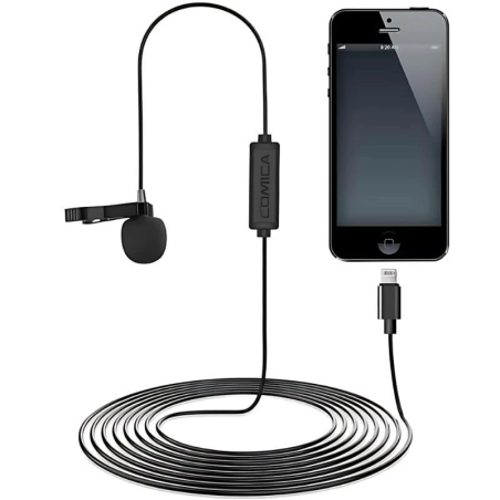 COMICA Lightning 4,5 m Microphone lavalier pour smartphone