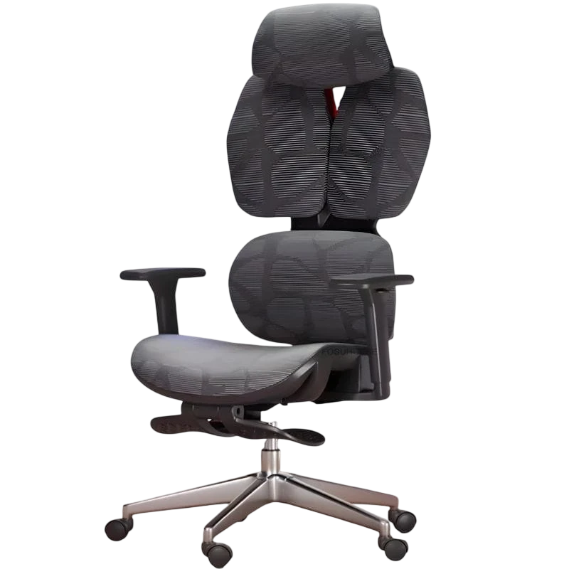 Crato Gris accoudoirs 3D coussin lombaire maille repose-pieds Chaise gaming ergonomique