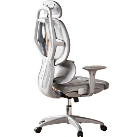 Powerbasic Pinhel Gris accoudoirs 4D inclinable appuie-tête coussin lombaire maille Chaise de bureau ergonomique