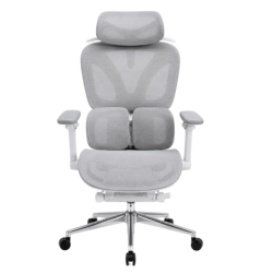 Powerbasic Beja Gris 120kg appuie-tête coussin lombaire maille Chaise de bureau ergonomique