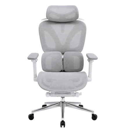 Powerbasic Beja Gris 120kg appuie-tête coussin lombaire maille Chaise de bureau ergonomique