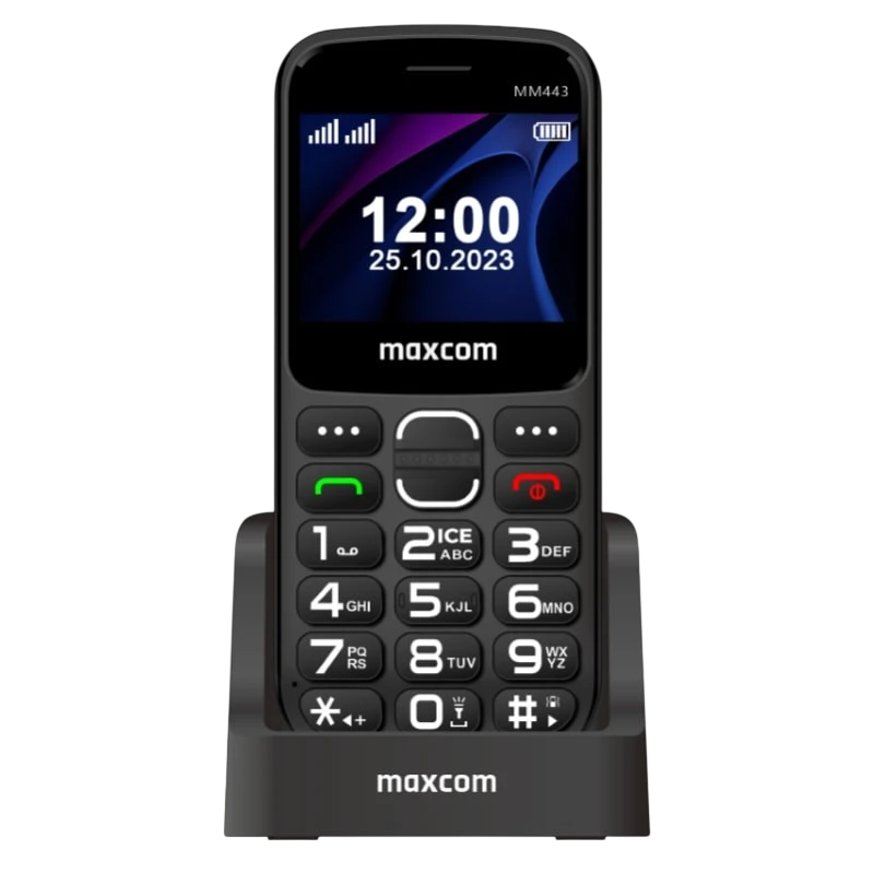 Maxcom MM443 4G Noir 2,34 pouces avec base de charge Téléphone basique