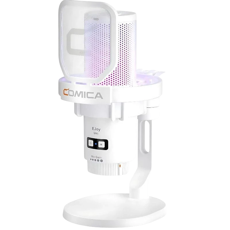 COMICA EJoy Uni Pro(D) RGB Blanc USB-C 20m de portée 48kHz Microphone sans fil à condensateur cardioïde