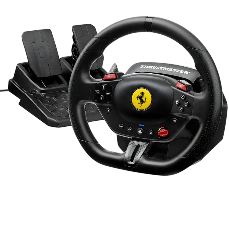 Thrustmaster T98 Ferrari 296 GTB pour PS5, PS4, PC 2 pédales palettes de vitesse capteurs magnétiques Volant de simulation