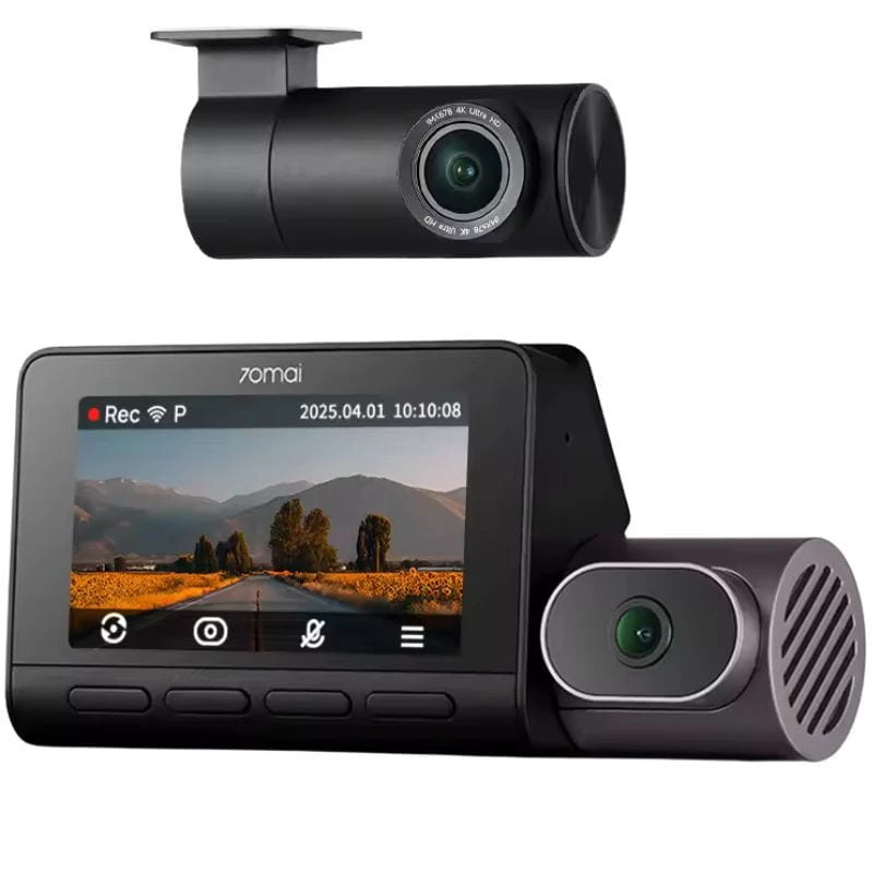 70mai 4K T800 Premium Set WiFi 5GHz 3 pouces vision nocturne mode parking Dashcam + Caméra Arrière 70mai RC41