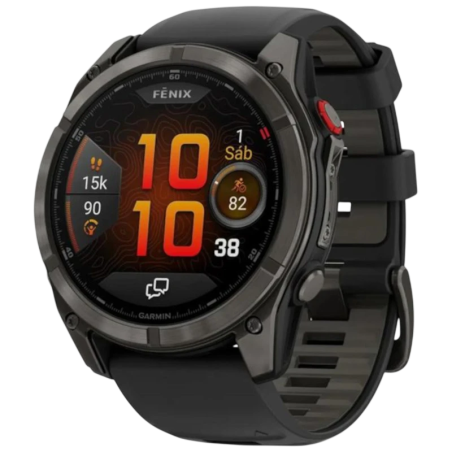 Garmin Fenix 8 Pro 47 mm Saphir Gris Titane Bracelet Silicone Noir 1,4 pouces AMOLED 27 jours 10ATM Smartwatch