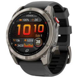 Garmin Fenix 8 Pro 51 mm Saphir Gris Titane Bracelet Silicone Noir 1,4 pouces AMOLED 27 jours 10ATM Smartwatch