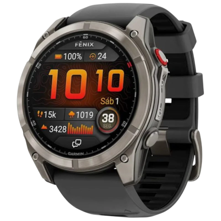Garmin Fenix 8 Pro 51 mm Saphir Gris Titane Bracelet Silicone Noir 1,4 pouces AMOLED 27 jours 10ATM Smartwatch