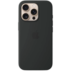 Coque en silicone avec Magsafe pour iPhone 16 Pro, noir
