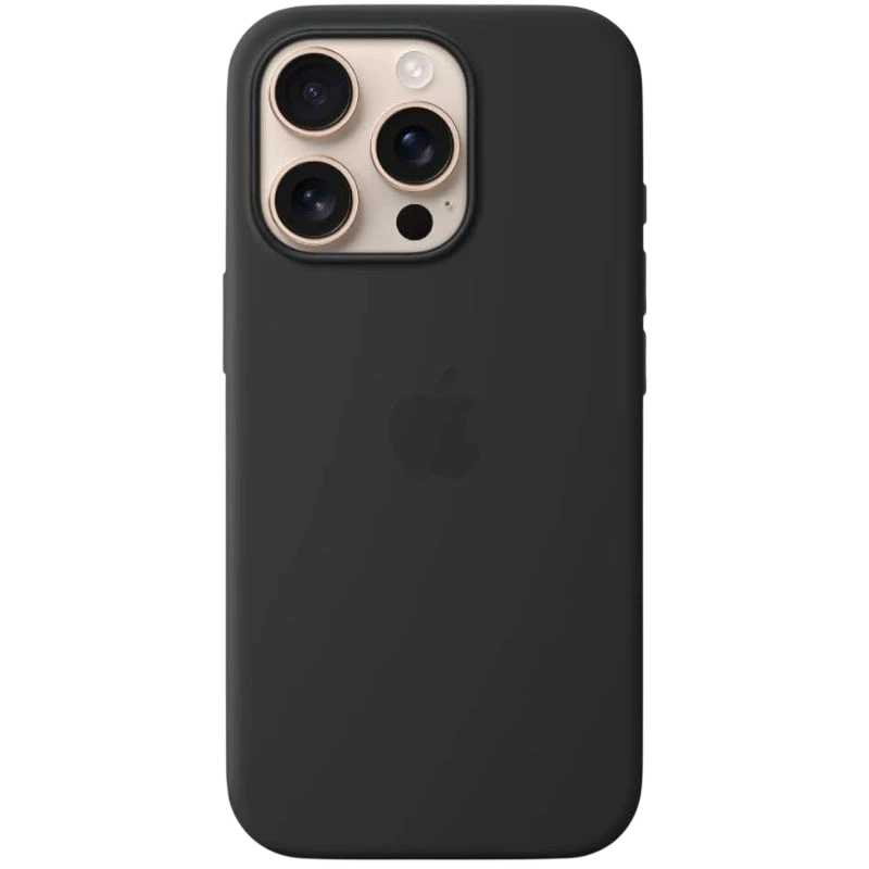 Coque en silicone avec Magsafe pour iPhone 16 Pro, noir