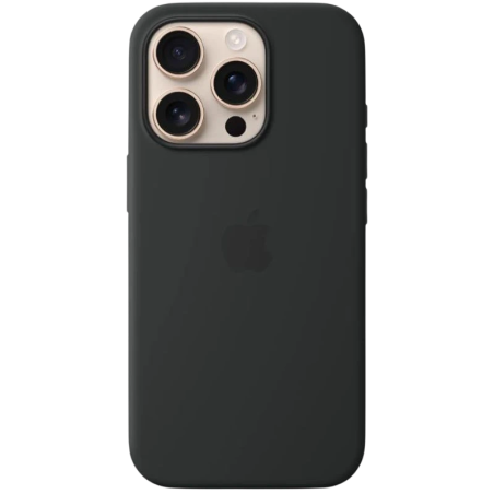 Coque en silicone avec Magsafe pour iPhone 16 Pro, noir