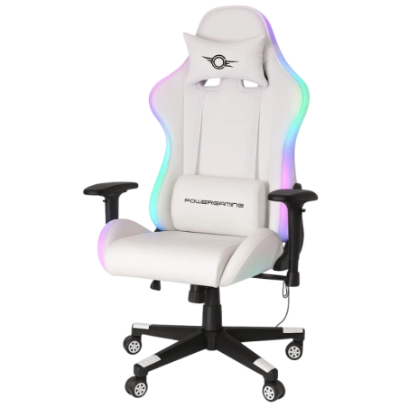 PowerGaming Lilith RGB Blanc appuie-tête coussin lombaire cuir PU Chaise gaming