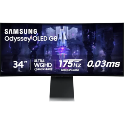 Samsung Odyssey G85SB Argent 34 pouces OLED 175Hz 3ms FreeSync incurvé Écran