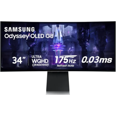 Samsung Odyssey G85SB Argent 34 pouces OLED 175Hz 3ms FreeSync incurvé Écran