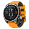 Garmin Fenix 8 47 mm Sapphire Titane Bracelet Silicone Orange 1,4 pouces AMOLED GPS 10ATM Smartwatch