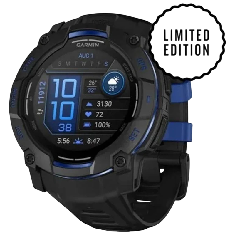 Garmin Instinct 3 50 mm Noir Bracelet Noir/Bleu 1,3 pouces AMOLED 24 jours 10ATM Smartwatch