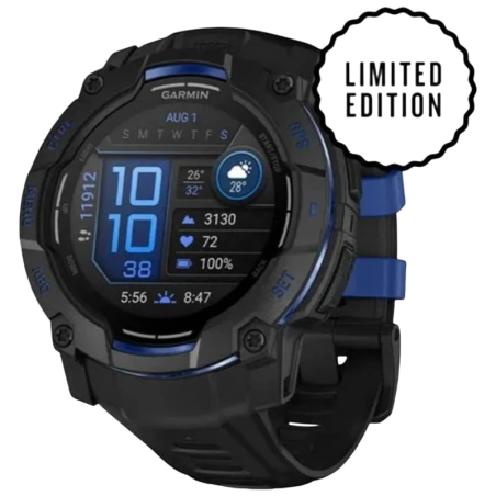 Garmin Instinct 3 50 mm Noir Bracelet Noir/Bleu 1,3 pouces AMOLED 24 jours 10ATM Smartwatch