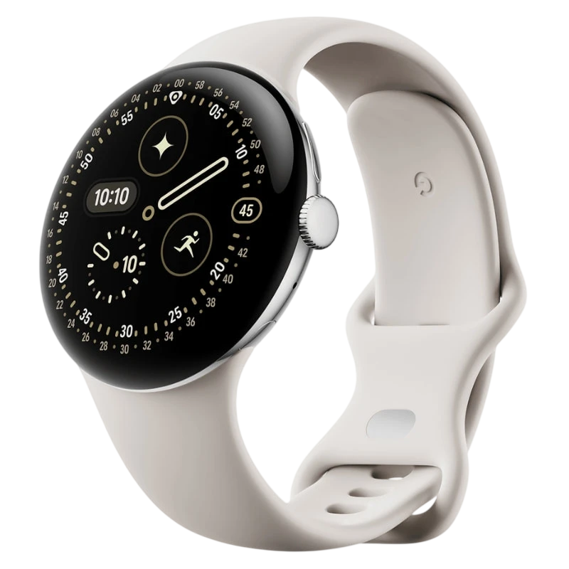 Google Pixel Watch 4 45 mm LTE Argent Bracelet Porcelaine AMOLED 5ATM