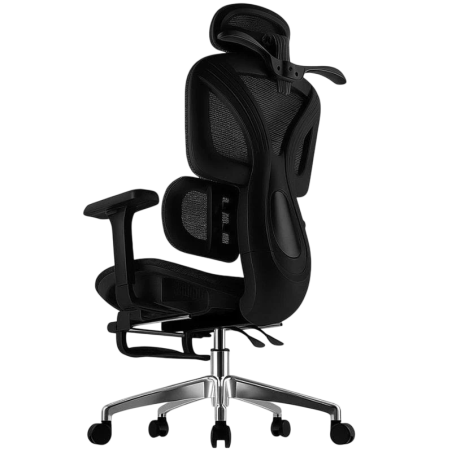 Powerbasic Beja Noir 120kg appuie-tête coussin lombaire maille Chaise de bureau ergonomique