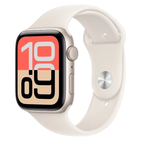 Apple Watch SE 3 GPS + Cellular 44 mm Blanc stellaire avec bracelet sport Blanc S/M