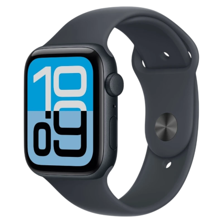 Apple Watch SE 3 GPS + Cellular 44 mm Minuit avec bracelet Sport Noir S/M