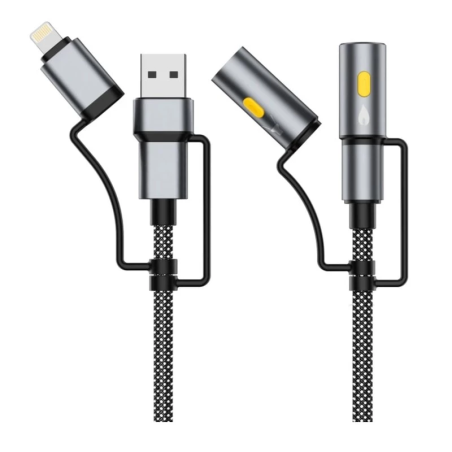 Câble ultra-résistant à chargement rapide 6 en 1 240W USB-C/A/Lightning