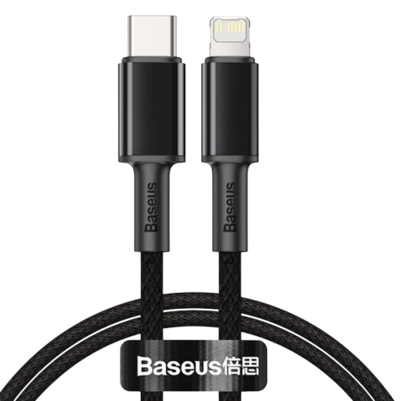 Baseus Câble Tressé USB Type C vers Lightning Apple 20W 1m Noir