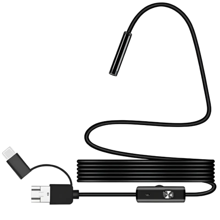 Endoscope numérique 8 mm avec mise au point automatique et 5 MP (USB-A/MicroUSB/Type C) – Câble flexible – 3,5 m
