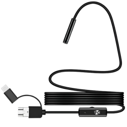 Endoscope numérique 8 mm avec mise au point automatique 5 MP (USB-A/MicroUSB/Type-C) – Câble rigide – 5 m