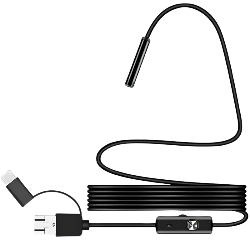 Endoscope numérique 8 mm Grand angle 1080p (USB-A/MicroUSB/Type-C) – Câble flexible – 3,5 m