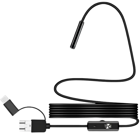 Endoscope numérique 8 mm Grand angle 1080p (USB-A/MicroUSB/Type-C) – Câble flexible – 3,5 m