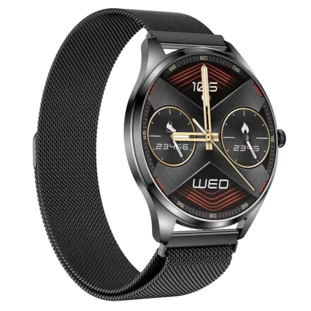 TN99 Bracelet Milanais Noir 1,43 pouces AMOLED Appels Bluetooth 5 jours +100 sports IP67 - Montre connectée