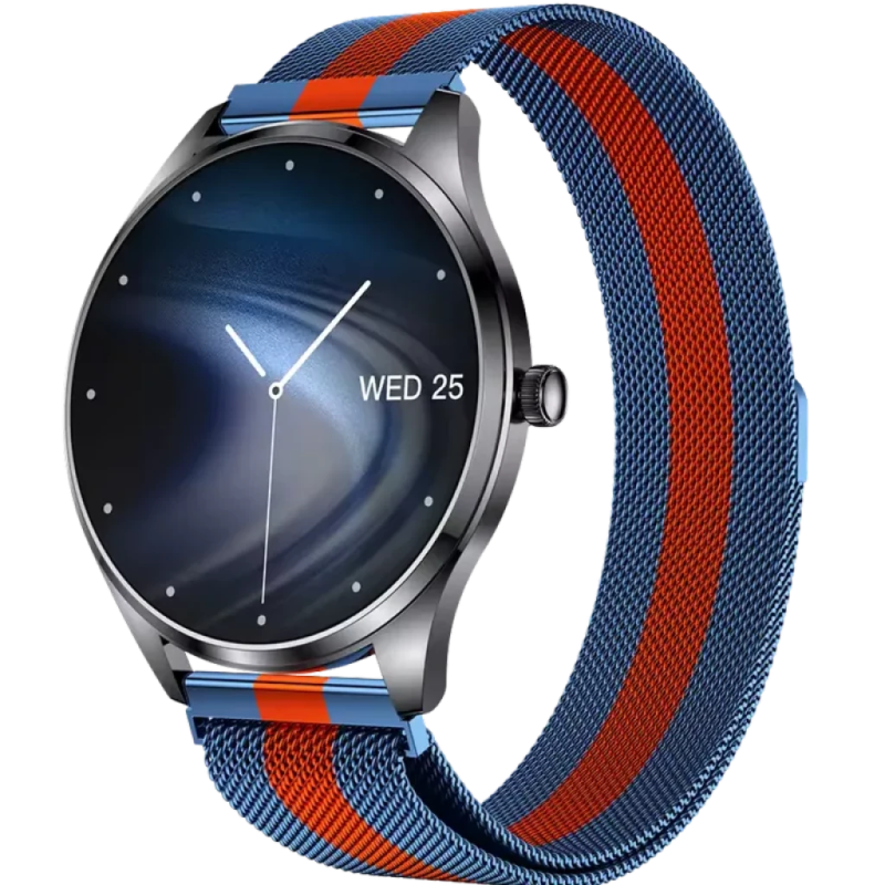TN99 Bracelet Milanais Rouge/Bleu 1,43 pouces AMOLED Appels Bluetooth 5 jours +100 sports IP67 - Montre connectée