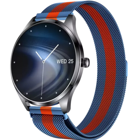 TN99 Bracelet Milanais Rouge/Bleu 1,43 pouces AMOLED Appels Bluetooth 5 jours +100 sports IP67 - Montre connectée