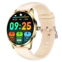 TN99 Bracelet Silicone Doré 1,43 pouces AMOLED 5 jours +100 sports IP67 - Montre connectée