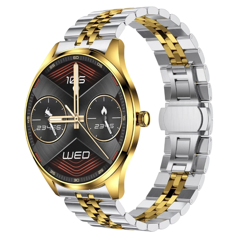 TN99 Bracelet Métal Doré 1,43 pouces AMOLED Appels Bluetooth 5 jours +100 sports IP67 - Montre connectée