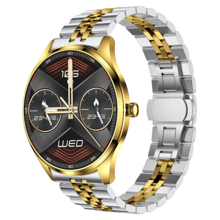 TN99 Bracelet Métal Doré 1,43 pouces AMOLED Appels Bluetooth 5 jours +100 sports IP67 - Montre connectée
