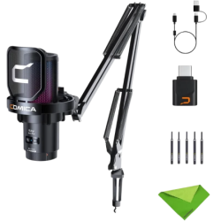 COMICA EJoy Uni Pro (A) Noir à condensateur 20m de portée 50h suppression du bruit 48kHz RGB Microphone sans fil