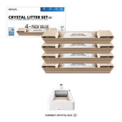 PETKIT Set de litière pour chat Bleu + plateaux remplaçables pour Purobot Crystal Duo (lot de 4)