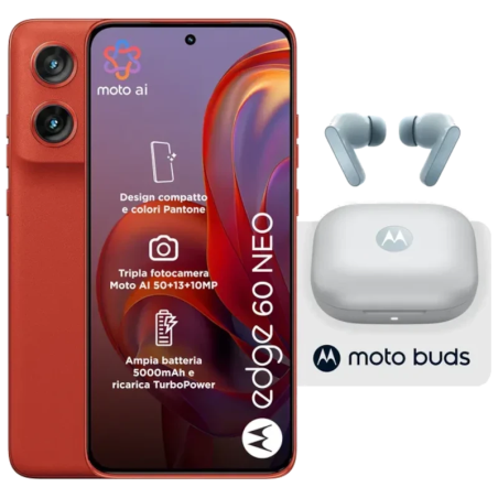 Motorola Edge 60 Neo 5G 8GB/256GB Poinciana 6,36 pouces pOLED 120Hz 50MP 68W NFC + Écouteurs Moto Buds