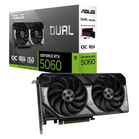 ASUS Dual RTX5060-O8G NVIDIA GeForce RTX 5060 8 GB GDDR7 PCIe 5.0 2 ventilateurs HDMI 2.1 3 DisplayPort Carte graphique