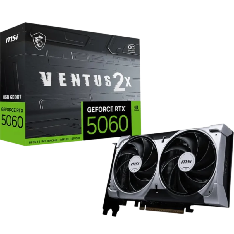 MSI GeForce RTX 5060 8G VENTUS 2X OC NVIDIA 8 GB GDDR7 PCIe 5.0 2 ventilateurs HDMI 2.1 3 DisplayPort Carte graphique