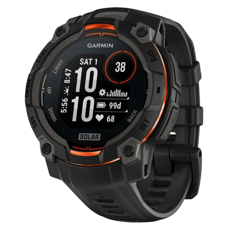 Garmin Instinct 3 45 mm Solar Noir Bracelet Silicone 0,9 pouces MIP GPS NFC 28 jours 10ATM Smartwatch