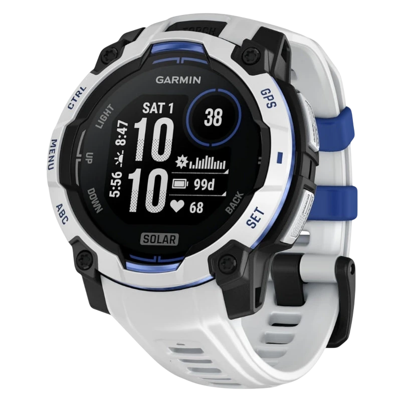 Garmin Instinct 3 45 mm Solar Blanc Bracelet Silicone 0,9 pouces MIP NFC 28 jours 10ATM Smartwatch