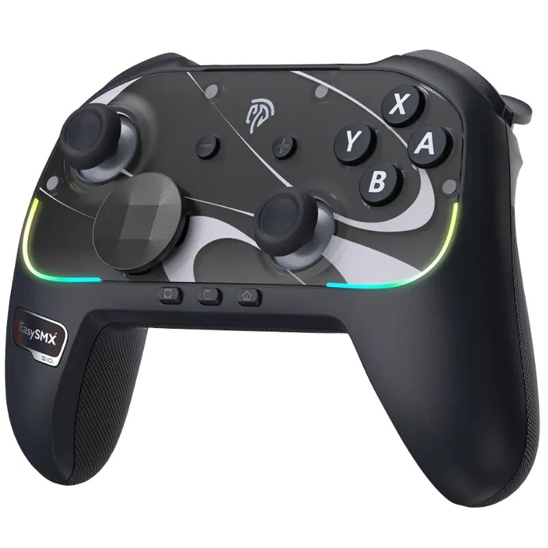 EasySMX S10 Switch Noir pour Nintendo Switch 2 avec Vibration HD 1200mAh RGB boutons programmables Manette de jeu