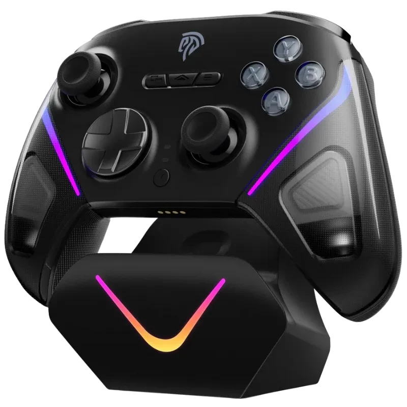 EasySMX D10 PC Noir multiplateforme avec Base de Recharge Intelligente effet Hall vibration 1000mAh RGB Manette