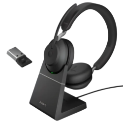 Jabra Evolve2 65 Stereo MS Link 380 USB-A avec base de charge Bluetooth 5.0 37h Écouteurs sans fil